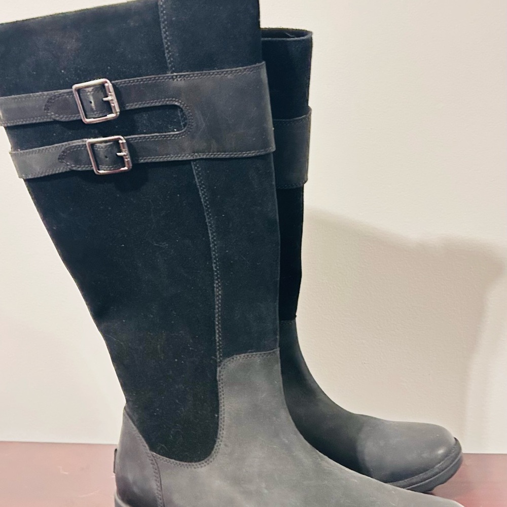 UGG Zarina Waterproof Leather and Suede Knee-High Black Riding Boots NEW - Picture 4 of 7